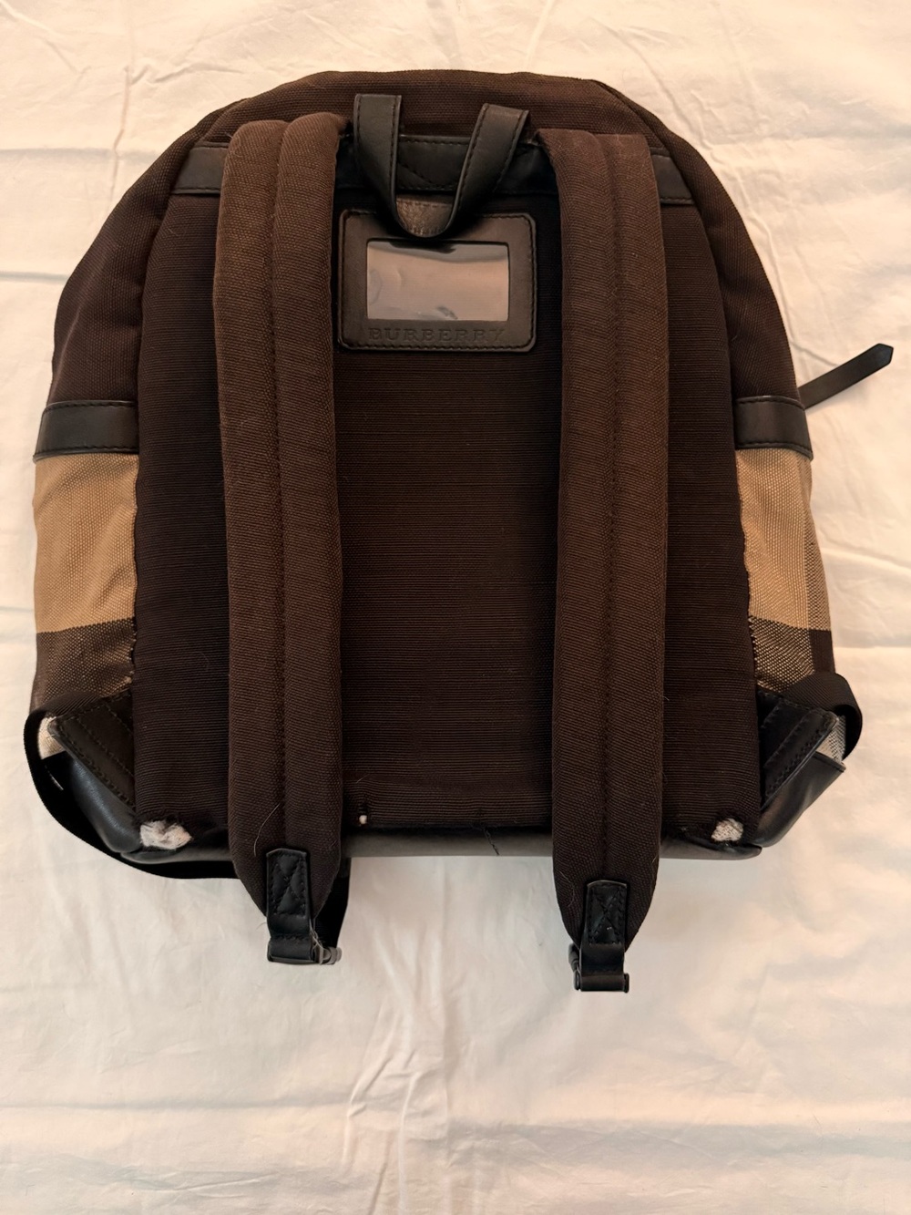 Burberry Brown and Tan Canvas Backpack with Plaid Accentv - Picture 2 of 14